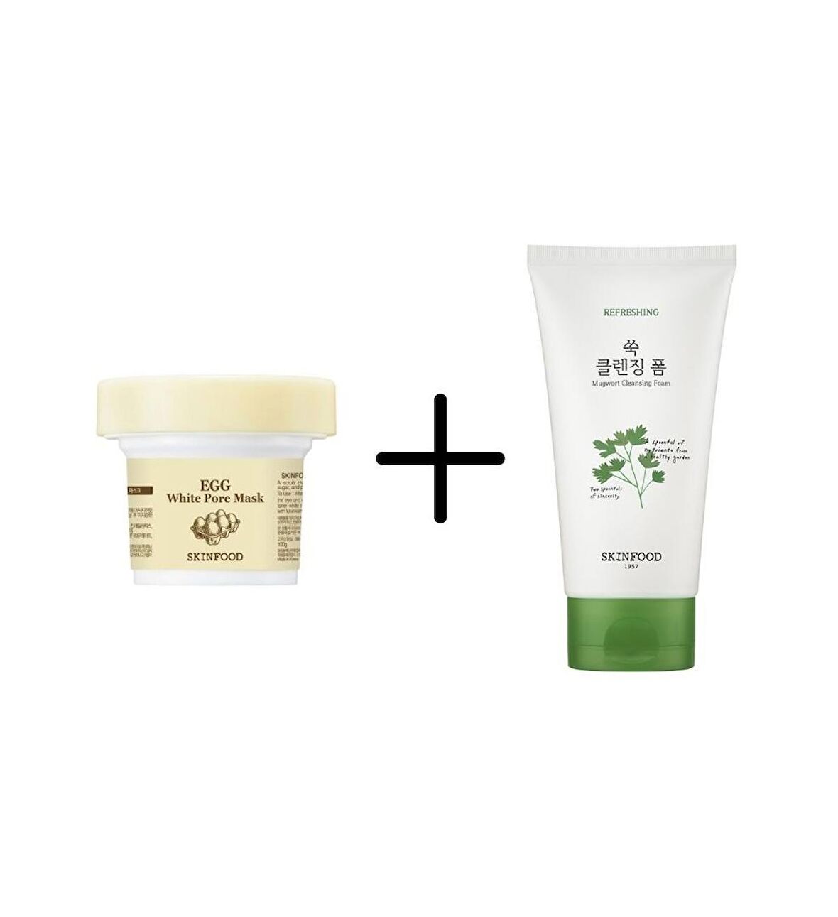 Skinfood Egg White Pore Mask + Vege Garden Cleansing Foam Mugwort 150ml